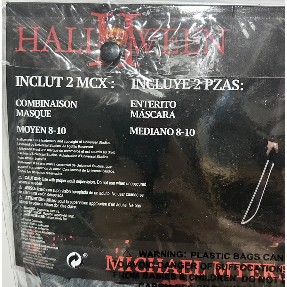Halloween II Michael Myers Jumpsuit And Mask Costume Medium‎ 8-10 NEW